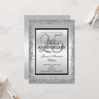 Glitzy Silver & Black 25th Wedding Anniversary