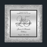 Glitzy Silver & Black 25th Wedding Anniversary    Magnet<br><div class="desc">Beautiful romantic, elegant glitzy and sparkly 25th Wedding Anniversary thank you favour magnet. With a shiny glittery sequin silver border frame over a double silver and single black background..This example is for a 25th Silver Wedding Anniversary but can be used for any event. All text, font and font colour is...</div>
