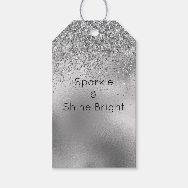 Glitzy Silver Glam Sparkle       Gift Tags (Front)