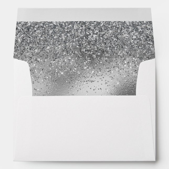 Glitzy Silver Glam Sparkle Glitter Envelope (Back (Bottom))