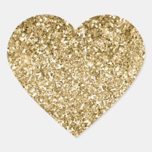 Glitzy Sparkle Gold Glitter     Heart Sticker