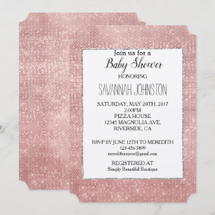 Glitzy Sparkle White Rose Gold Silver Invitation
