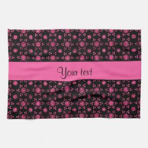 Glitzy Sparkly Hot Pink Glitter Stars Tea Towel