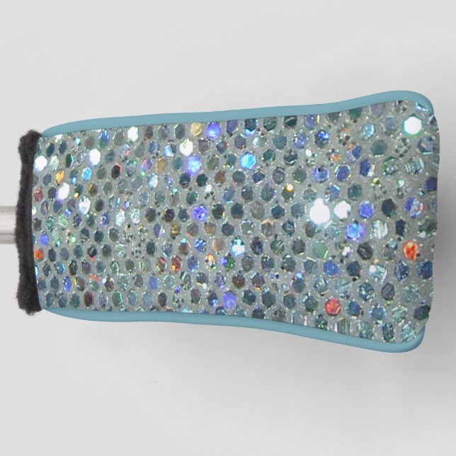 Glitzy Sparkly Silver Glitter Bling Golf Head Cover (Front)