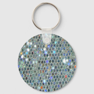 Glitzy Sparkly Silver Glitter Bling Key Ring