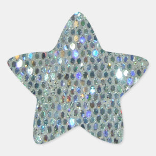 Glitzy Sparkly Silver Glitter Bling Star Sticker
