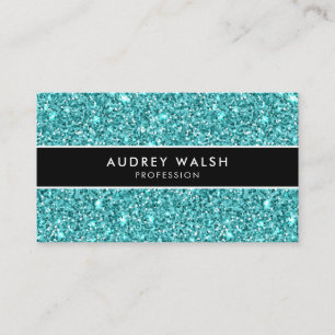 Glitzy Stylish Blue GLITTER  Striped Business Card