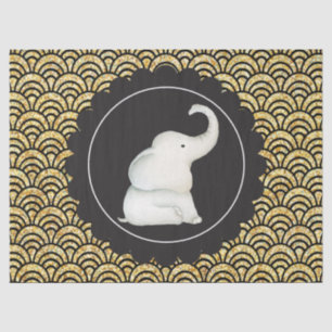 Glitzy white elephant Christmas party tissue Paper