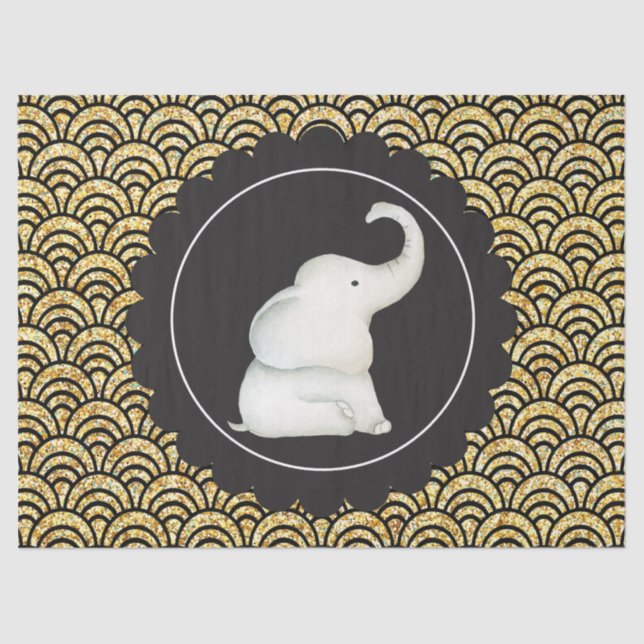 Glitzy white elephant Christmas party tissue Paper (Front)
