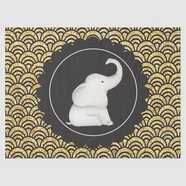 Glitzy white elephant Christmas party tissue Tissue Paper (Front)