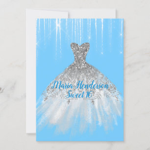 Glitzy Winter Themed Sweet 16 Birthday Invitation