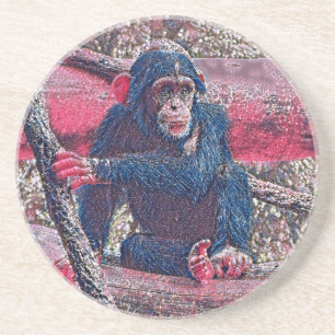 GlitzyAnimal_Chimpanzee_001 Coaster