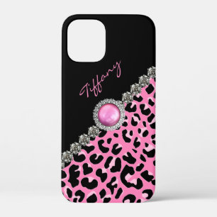 Glitzzy Pink Jaguar Print iPhone iPhone 12 Mini Case