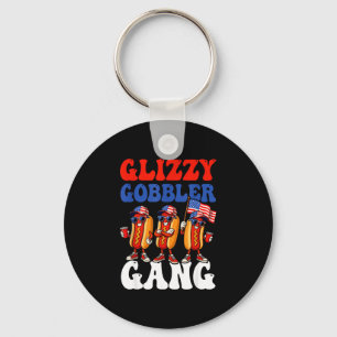Glizzy gobbler gang funny patriotic hotdogs fourth key ring
