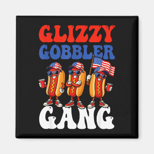 Glizzy gobbler gang funny patriotic hotdogs fourth magnet