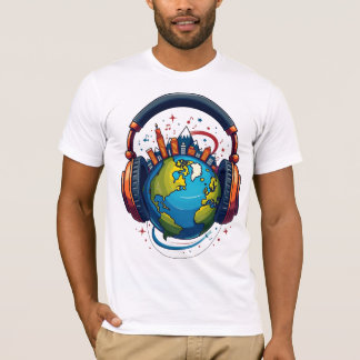Global Beats: Earth & Headphones T-Shirt