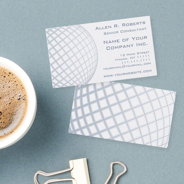 Global Business Consultant Blue Grey Globe Business Card (Creator Uploaded)