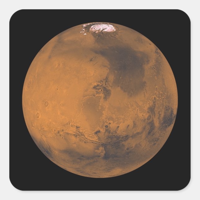 Global Colour View of Mars Square Sticker (Front)