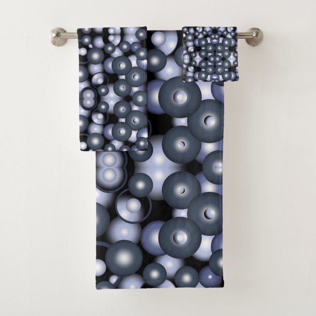 Global Concentric Circle Orbital Abstract Art Bath Towel Set (Insitu)