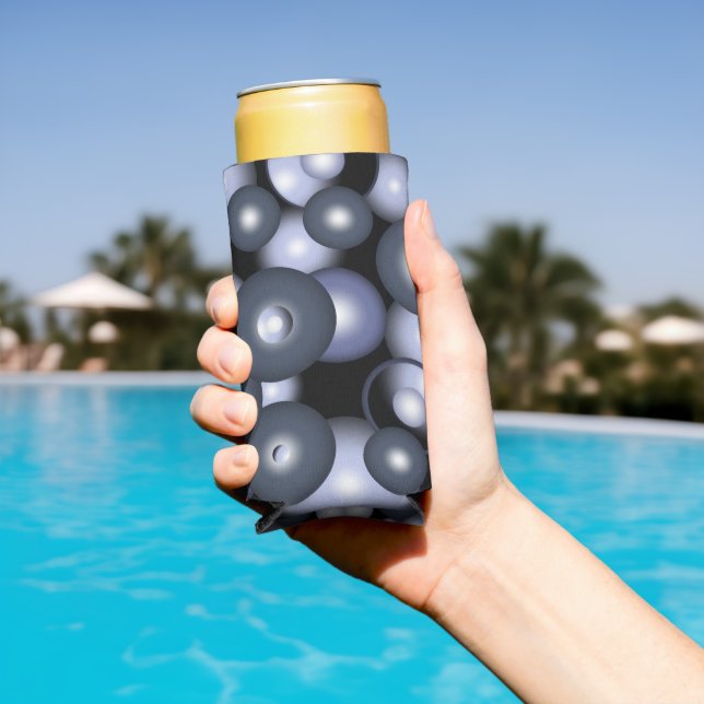 Global Concentric Circle Orbital Abstract Art Seltzer Can Cooler (In Situ Pool)