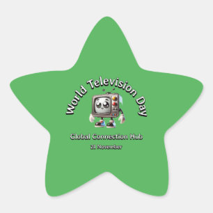 Global Connection Hub. World Television Day.  Star Sticker