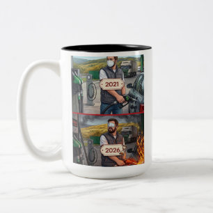 Global Crisis Edition - Fuel & Inflation Satire Two-Tone Coffee Mug