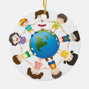 Global diversity ceramic tree decoration