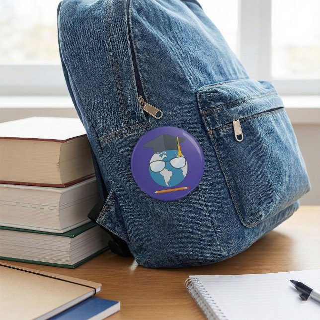 Global Education Graduation Cap Earth Smart Planet 7.5 Cm Round Badge (Creator Uploaded)