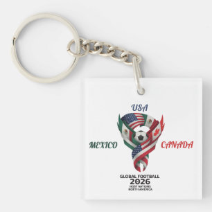 Global Football 2026 Keychain  Mexico USA Canada 