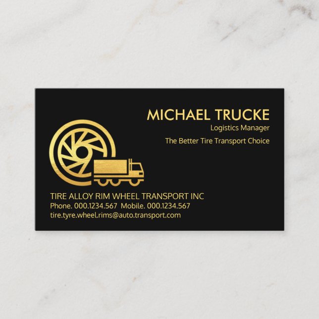 Global Gold Tire Truck Transport Business Card (Front)