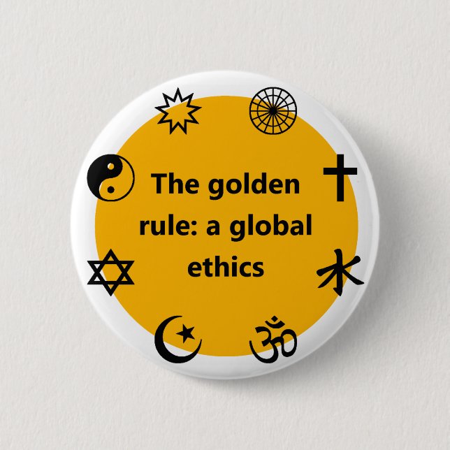 Global golden rule 6 cm round badge (Front)