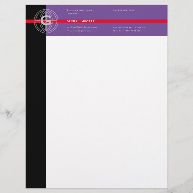 Global Imports Letterhead (Front)