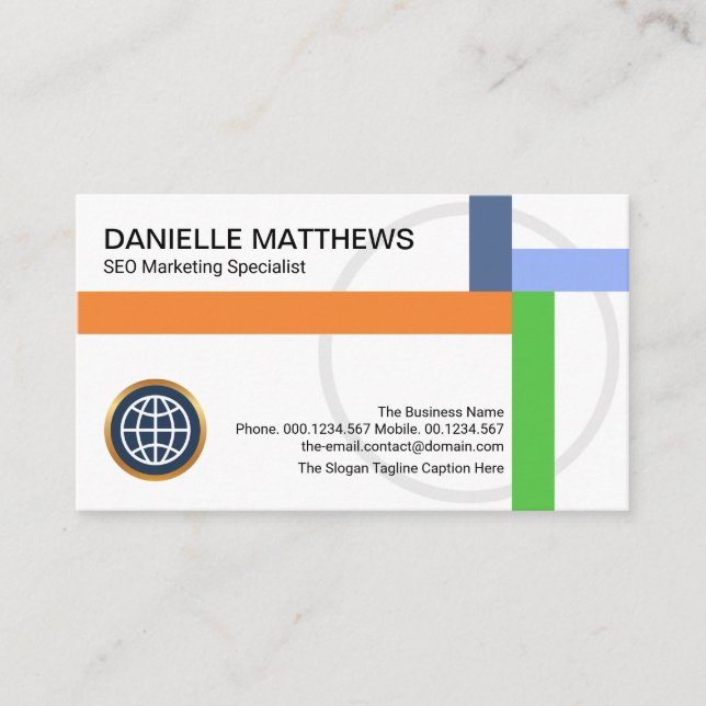 Global Intercepting Crisscross Pattern CEO Founder Business Card (Front)