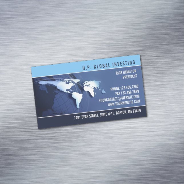 Global Internation Map Magnetic Business Card (In Situ)