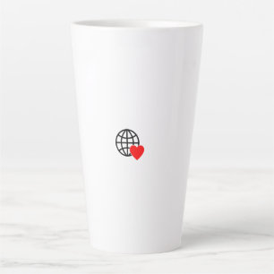 Global Love Latte Mug   Minimalist Heart Design