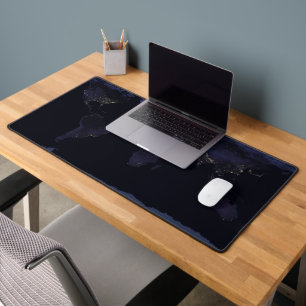 Global Map Earth's City Lights At Night. Desk Mat