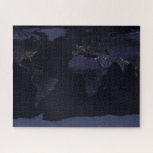 Global Map Earth's City Lights At Night. Jigsaw Puzzle
