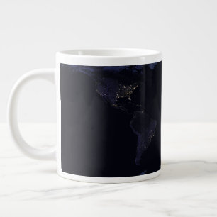 Global Map Earth's City Lights At Night. Large Coffee Mug