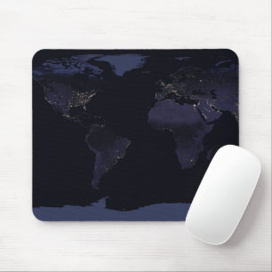 Global Map Earth's City Lights At Night. Mouse Pad