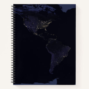 Global Map Earth's City Lights At Night. Notebook