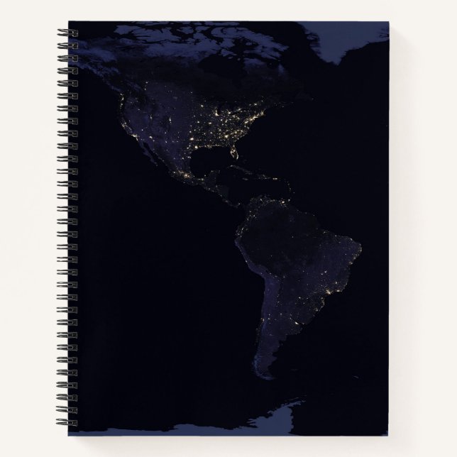 Global Map Earth's City Lights At Night. Notebook (Front)