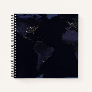 Global Map Earth's City Lights At Night. Notebook