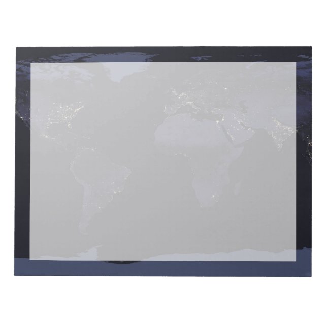 Global Map Earth's City Lights At Night. Notepad (Front)