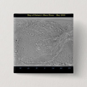 Global map of Saturn's moon Dione 15 Cm Square Badge