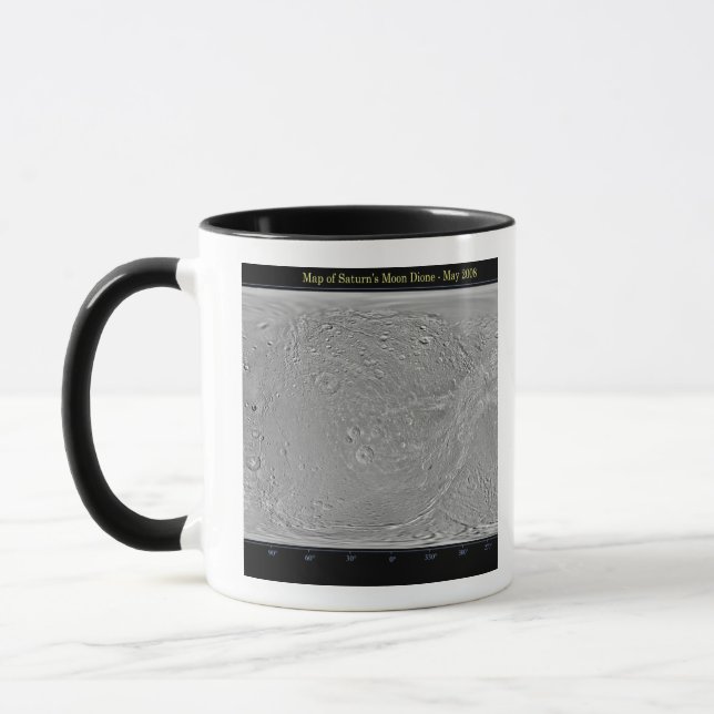 Global map of Saturn's moon Dione Mug (Left)