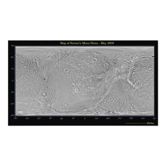 Global map of Saturn's moon Dione Photo Print (Front)