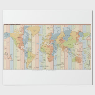 Global Map of Time Zones Wrapping Paper