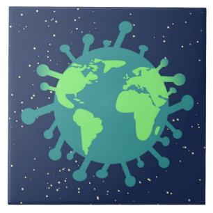 Global Pandemic (Virus Particle) (Viral Infection) Ceramic Tile