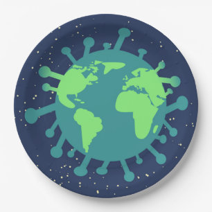 Global Pandemic (Virus Particle) (Viral Infection) Paper Plate