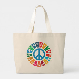 Global Peace Sustainability Goals Inspirational Large Tote Bag